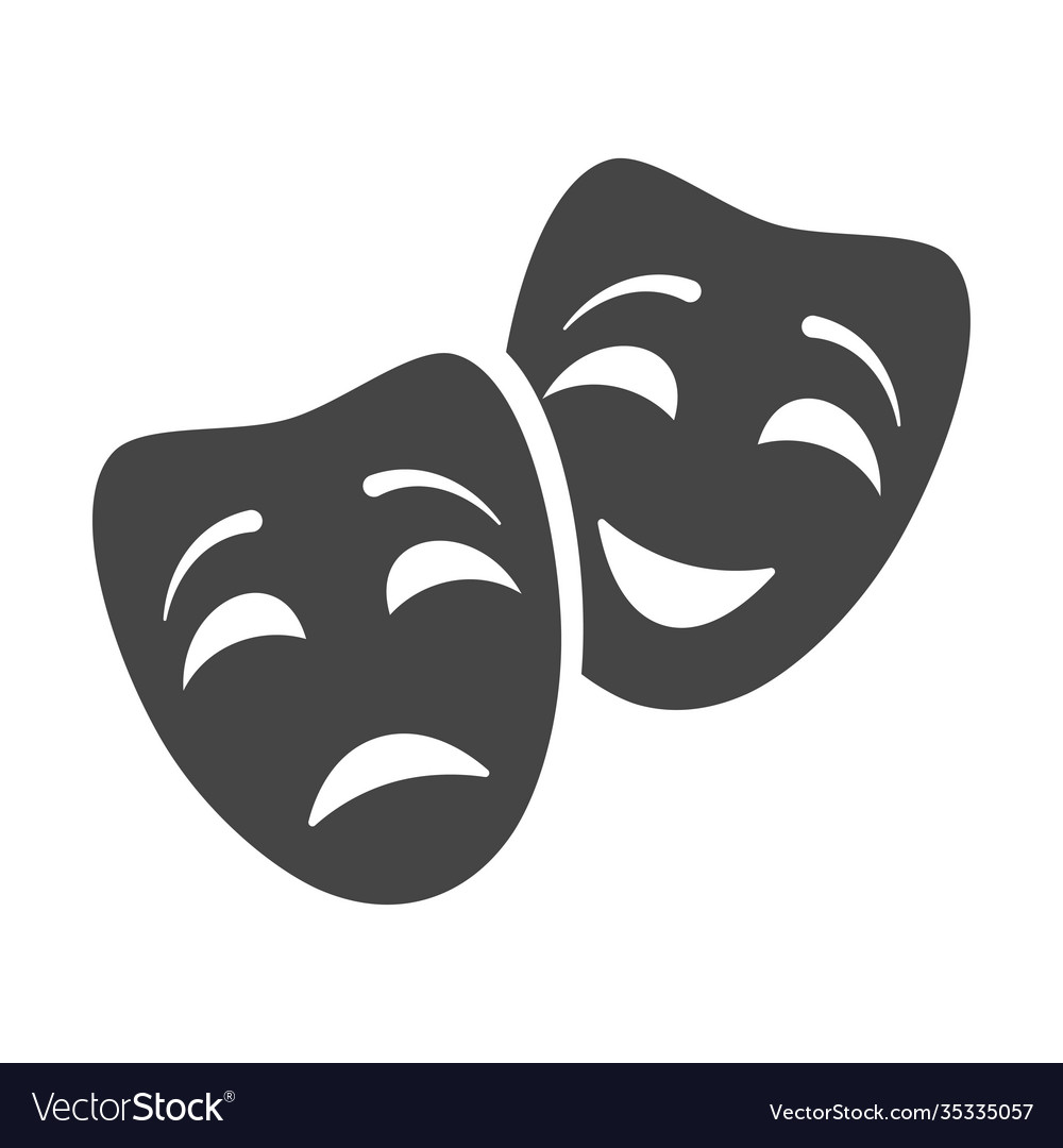 Theatrical mask tragedy and comedy black icon Vector Image