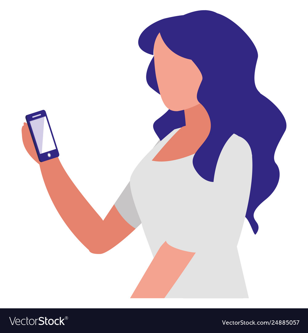 Woman using smartphone character