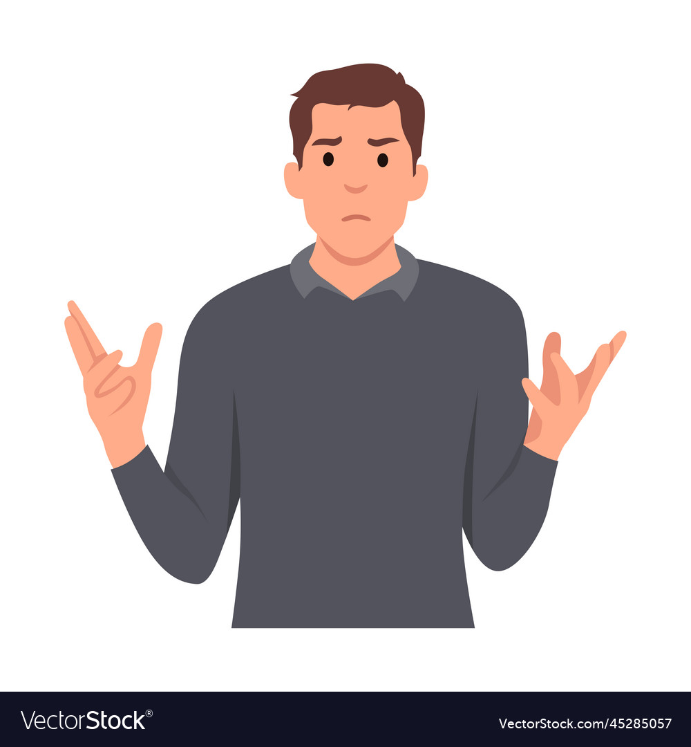 Young man being confused and surrounded Royalty Free Vector