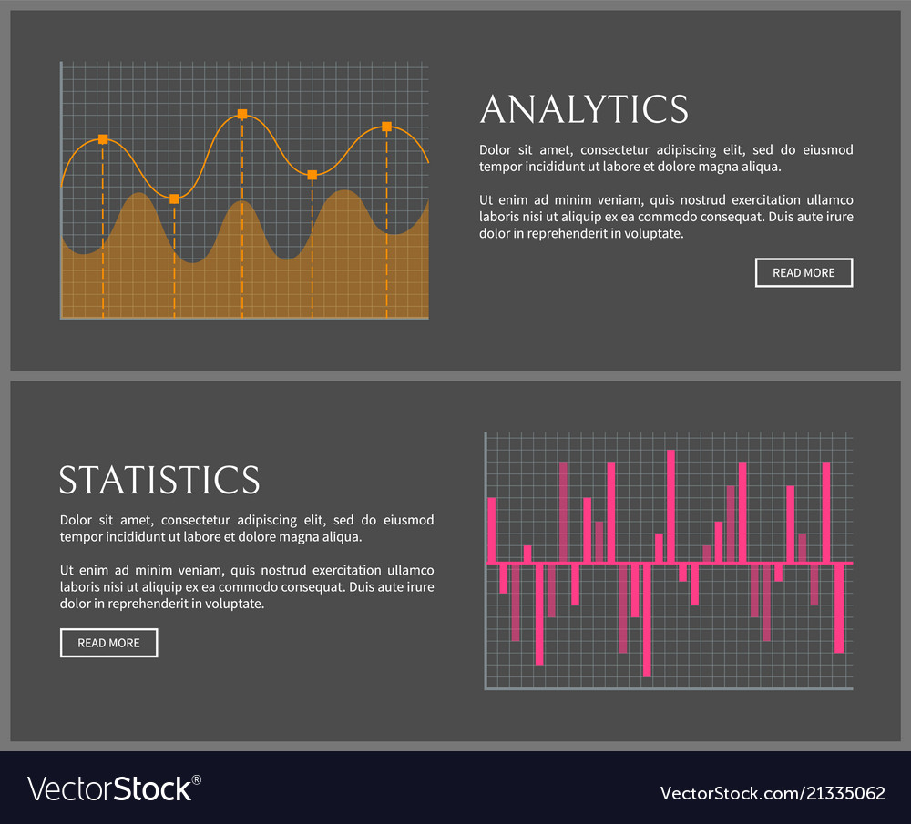 Analytics and statistics data on internet pages vector image Analytics and statistics data on internet pages