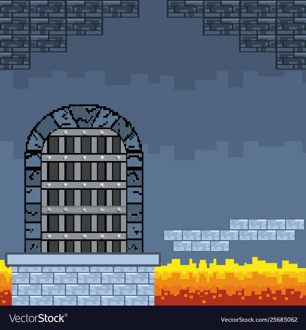 Arcade game world and pixel scene design