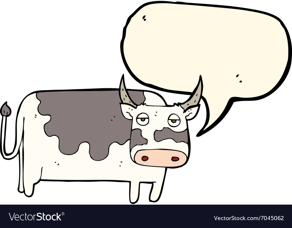 Cartoon cow with speech bubble Royalty Free Vector Image