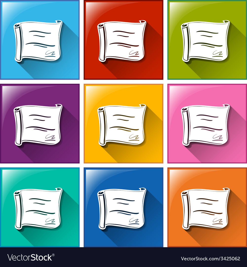 Colourful square buttons with certificates