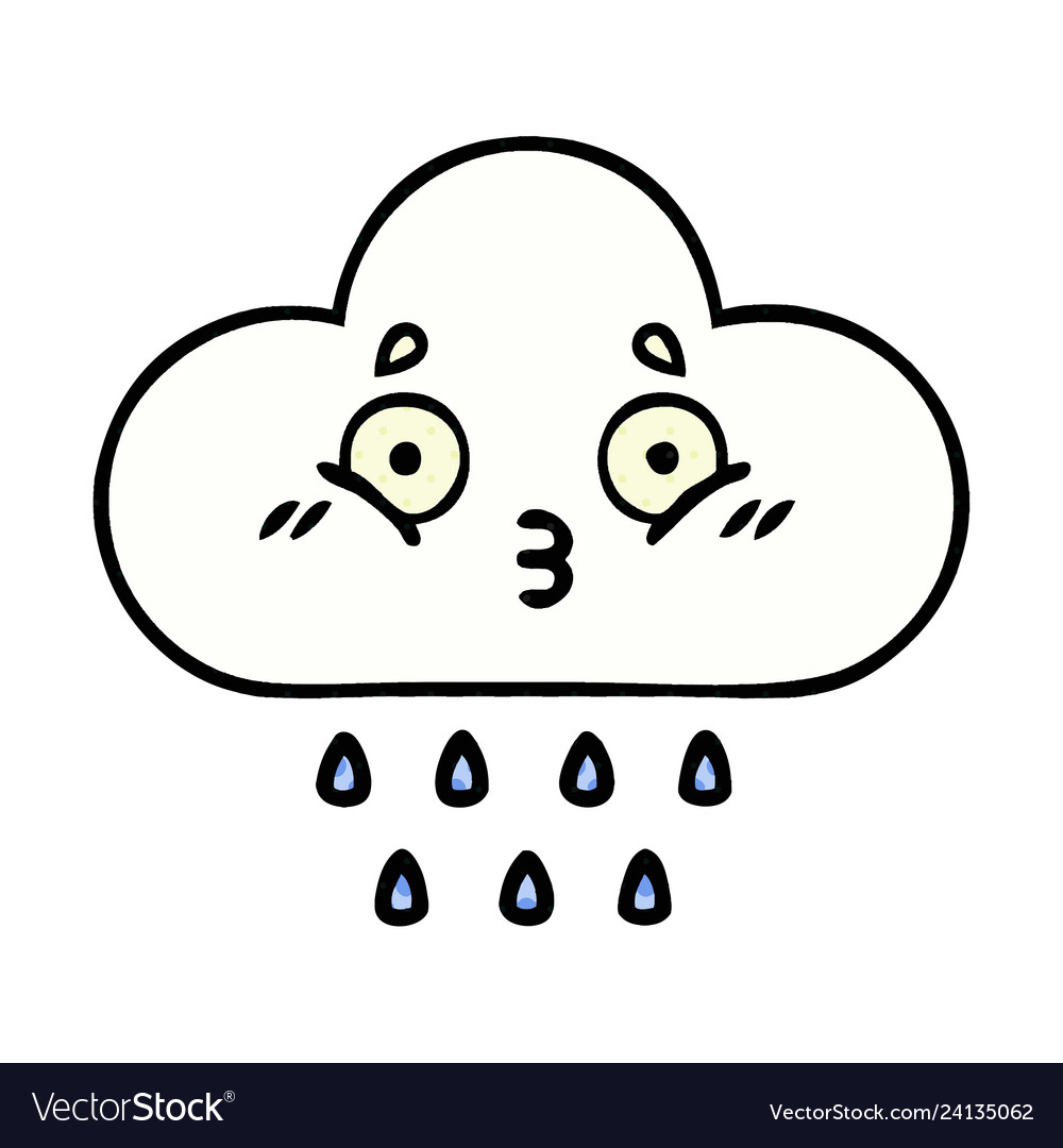 Comic book style cartoon rain cloud Royalty Free Vector