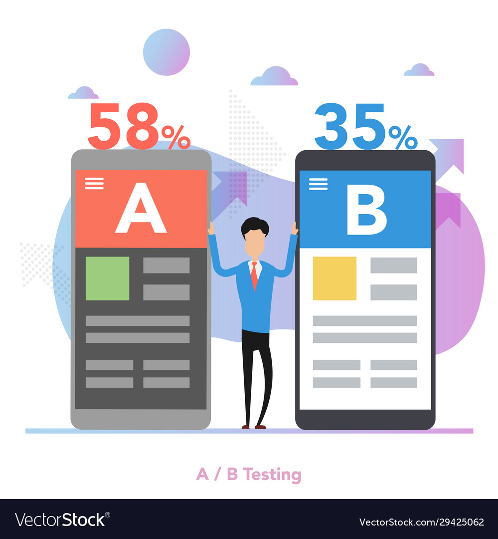 Concept a-b split testing two mobile