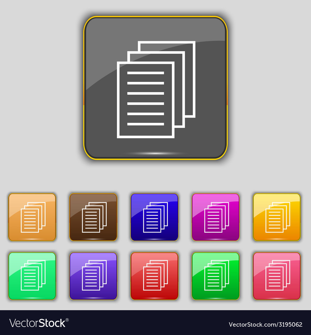 Copy file sign icon duplicate document symbol set Vector Image