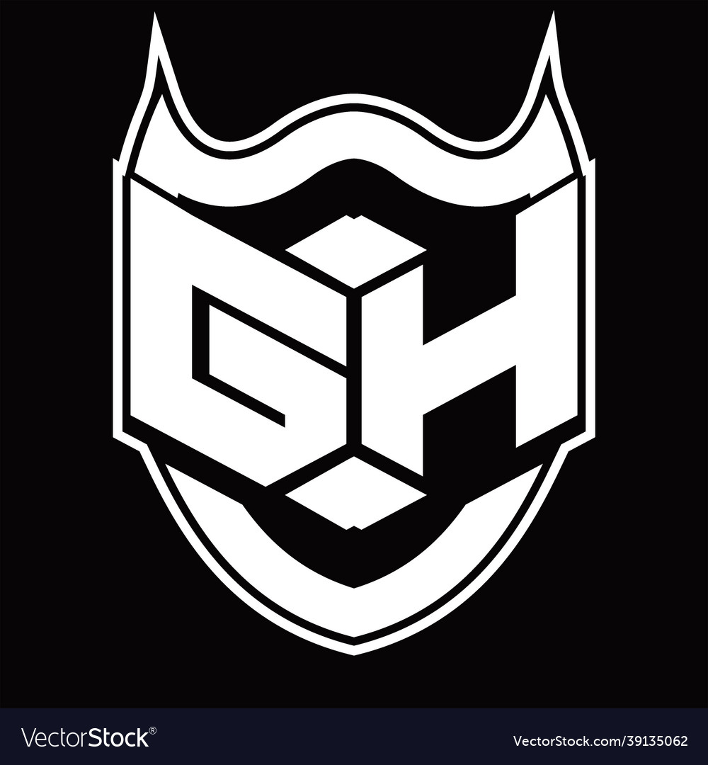 Gh logo monogram design isolated with shield