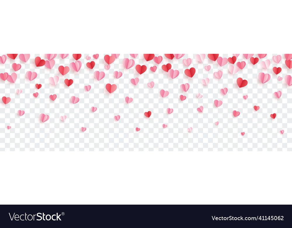 Hearts flying isolated on transparent background Vector Image