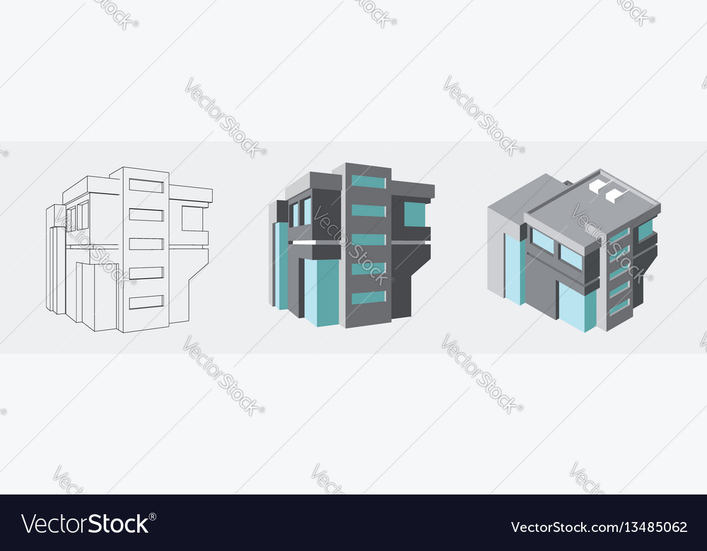 Isometric business center modern 3d home plan