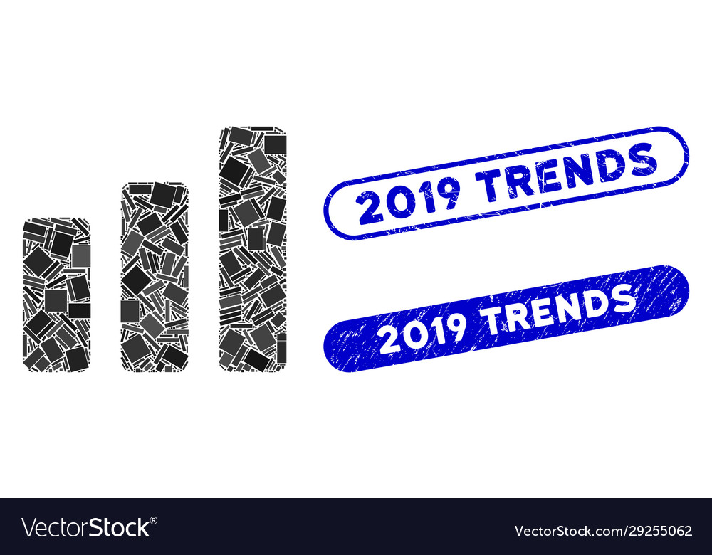 Rectangle mosaic bar chart increase with textured vector image Rectangle mosaic bar chart increase with textured