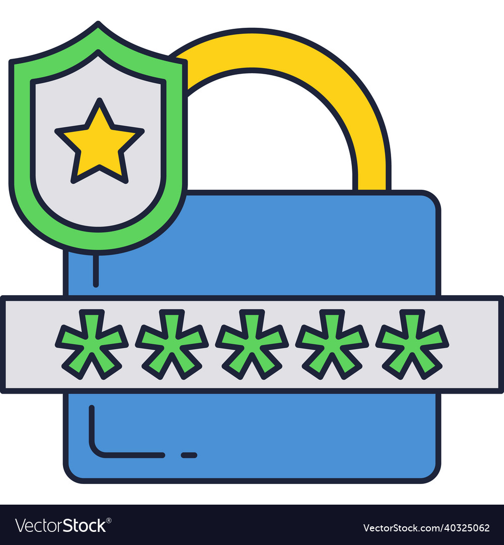 Secure password login icon flat isolated