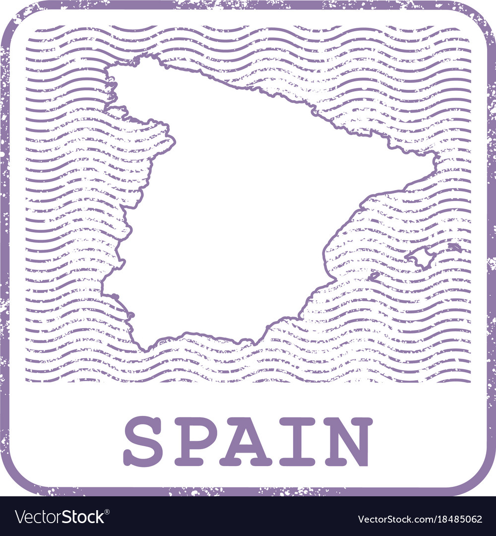 Stamp with contour of map of spain Royalty Free Vector Image