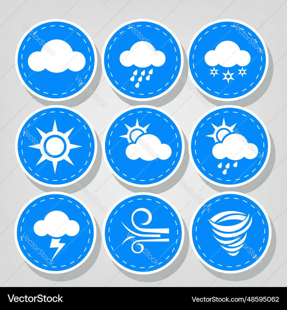 Weather icons stitched sets Royalty Free Vector Image