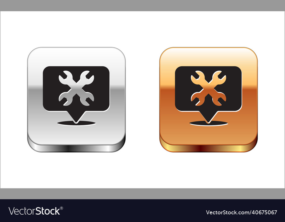 Black location with wrench spanner icon isolated vector image Black location with wrench spanner icon isolated