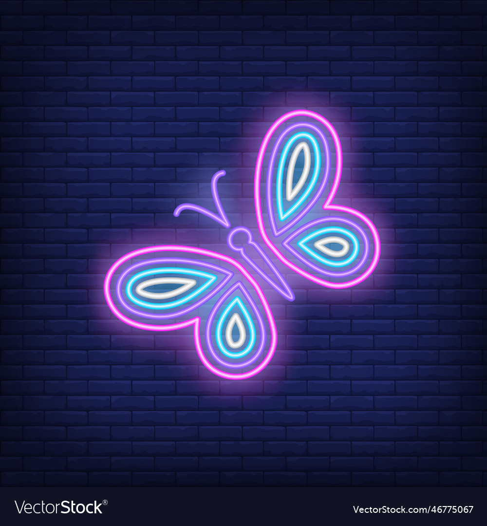 Bright butterfly neon sign Royalty Free Vector Image