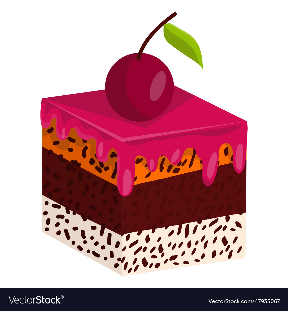 Cake slice with cherry Royalty Free Vector Image