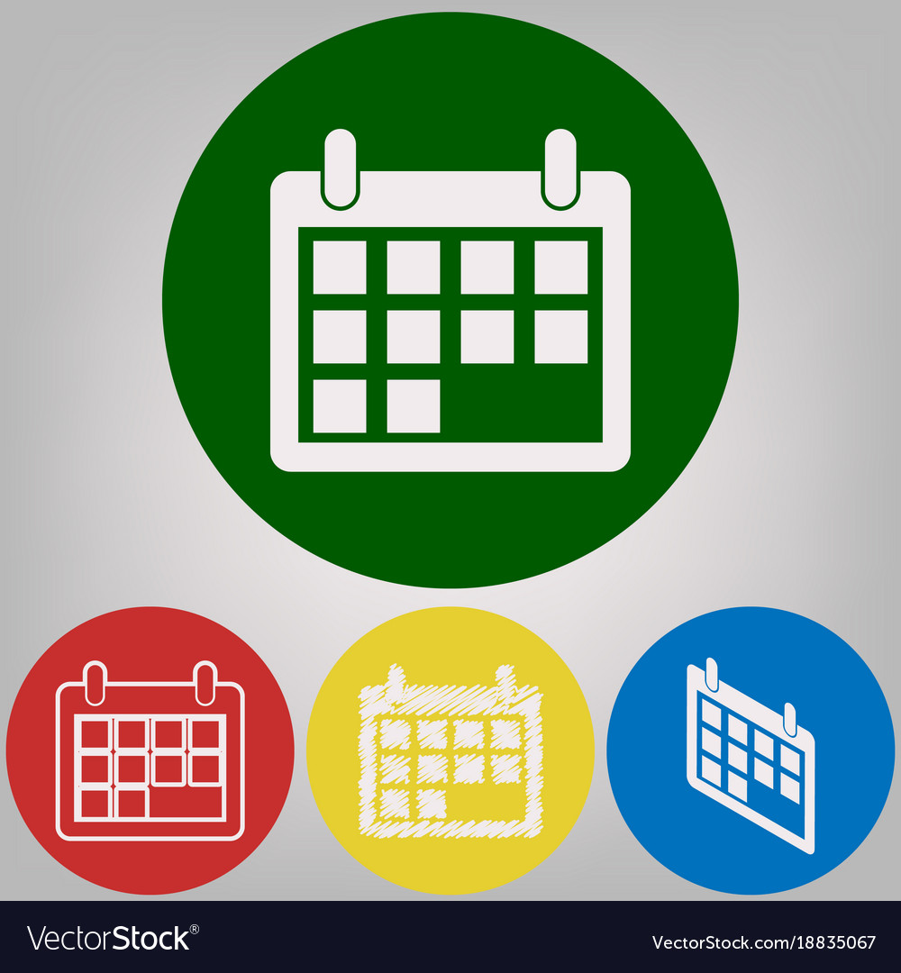 Calendar sign 4 white styles Royalty Free Vector Image