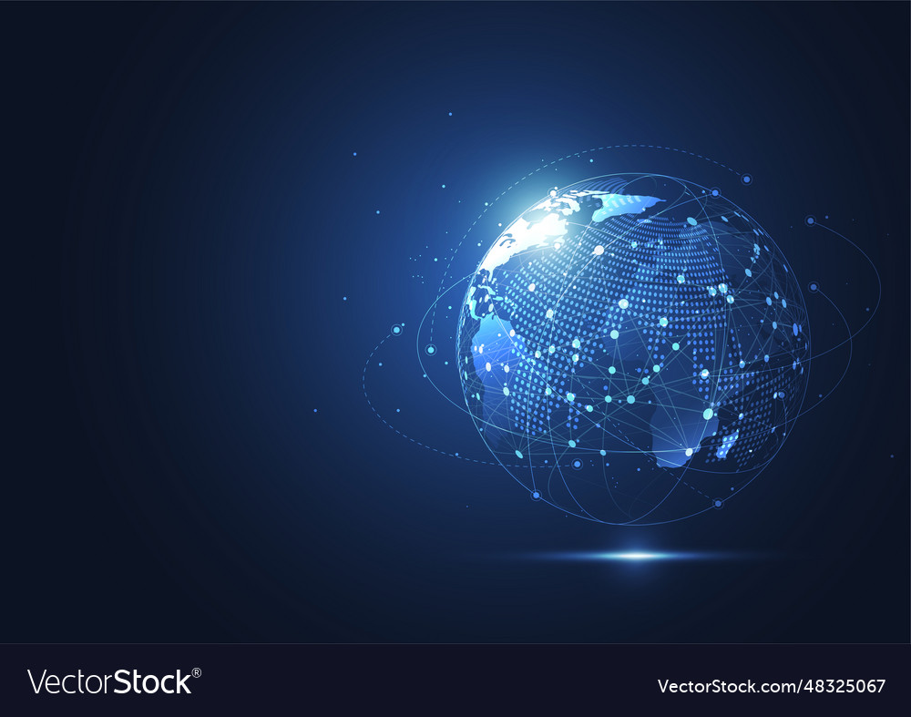 Global network connection world map point Vector Image