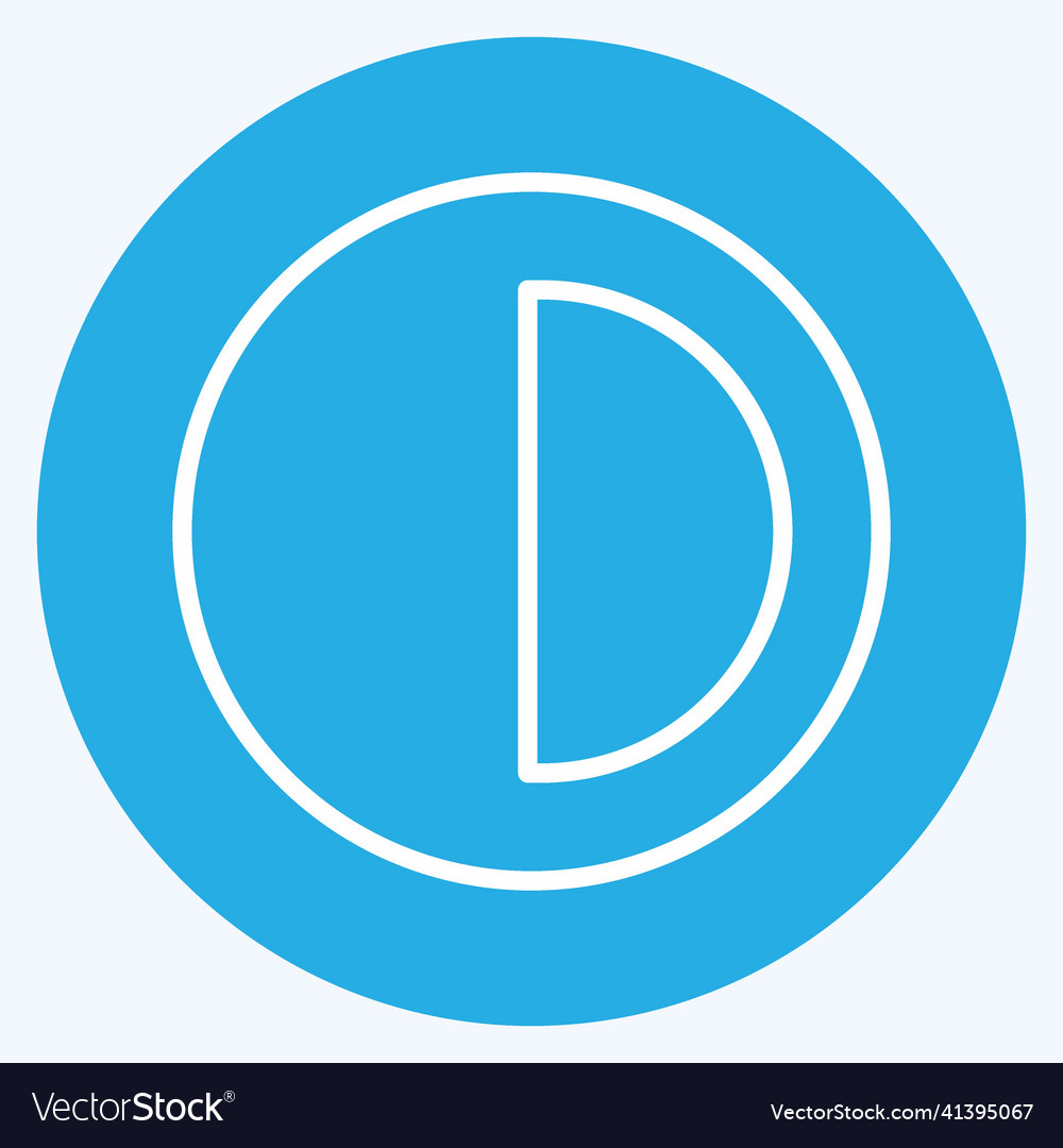 Half pie chart icon in trendy blue eyes style Vector Image