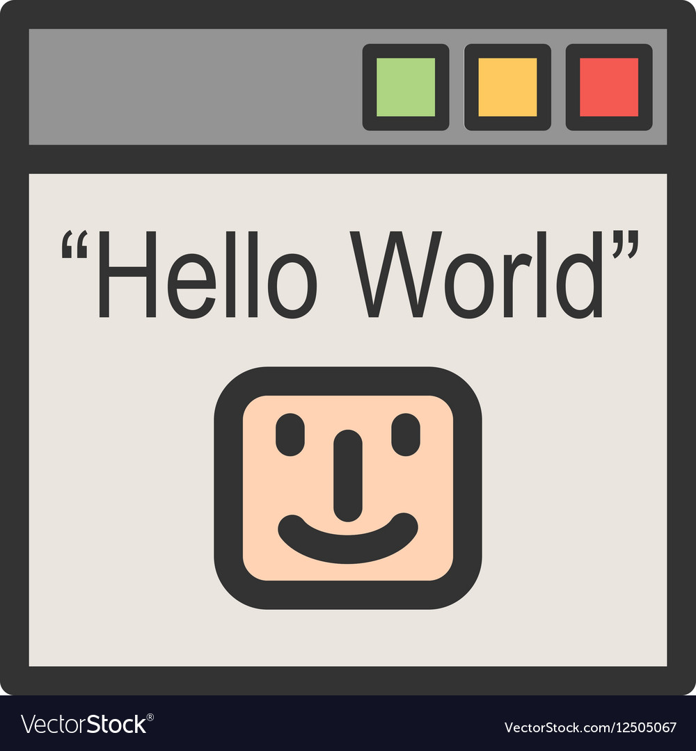 Hello world program Royalty Free Vector Image - VectorStock