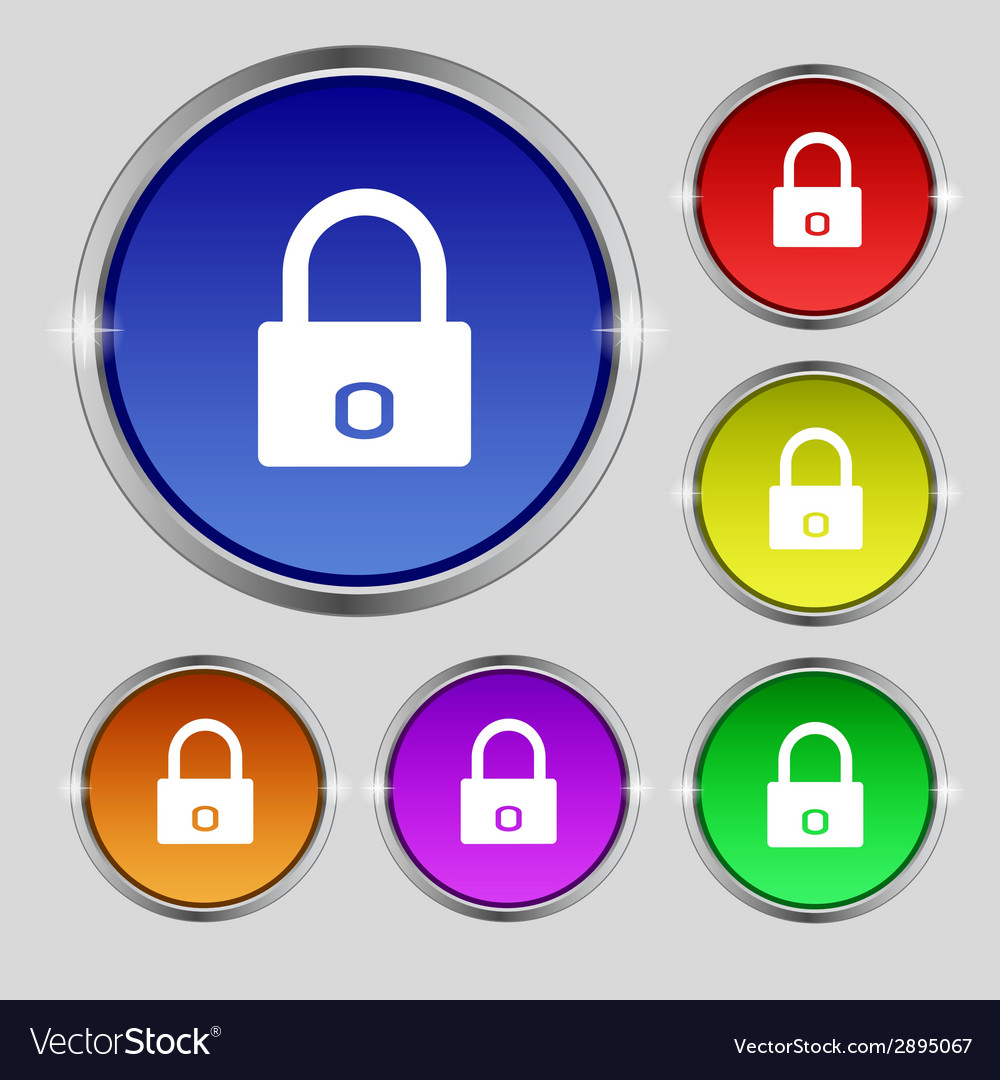 Lock sign icon locker symbol set color buttons