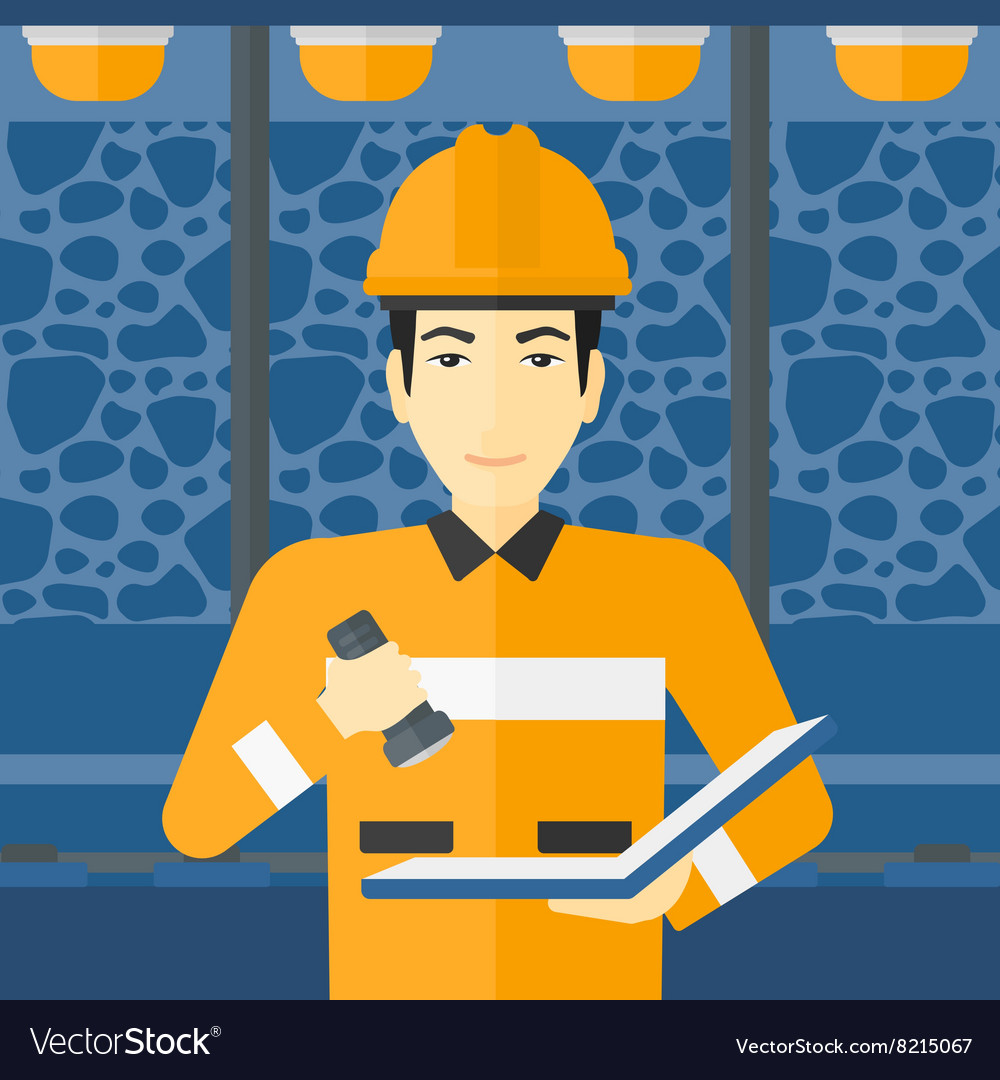 Miner checking documents
