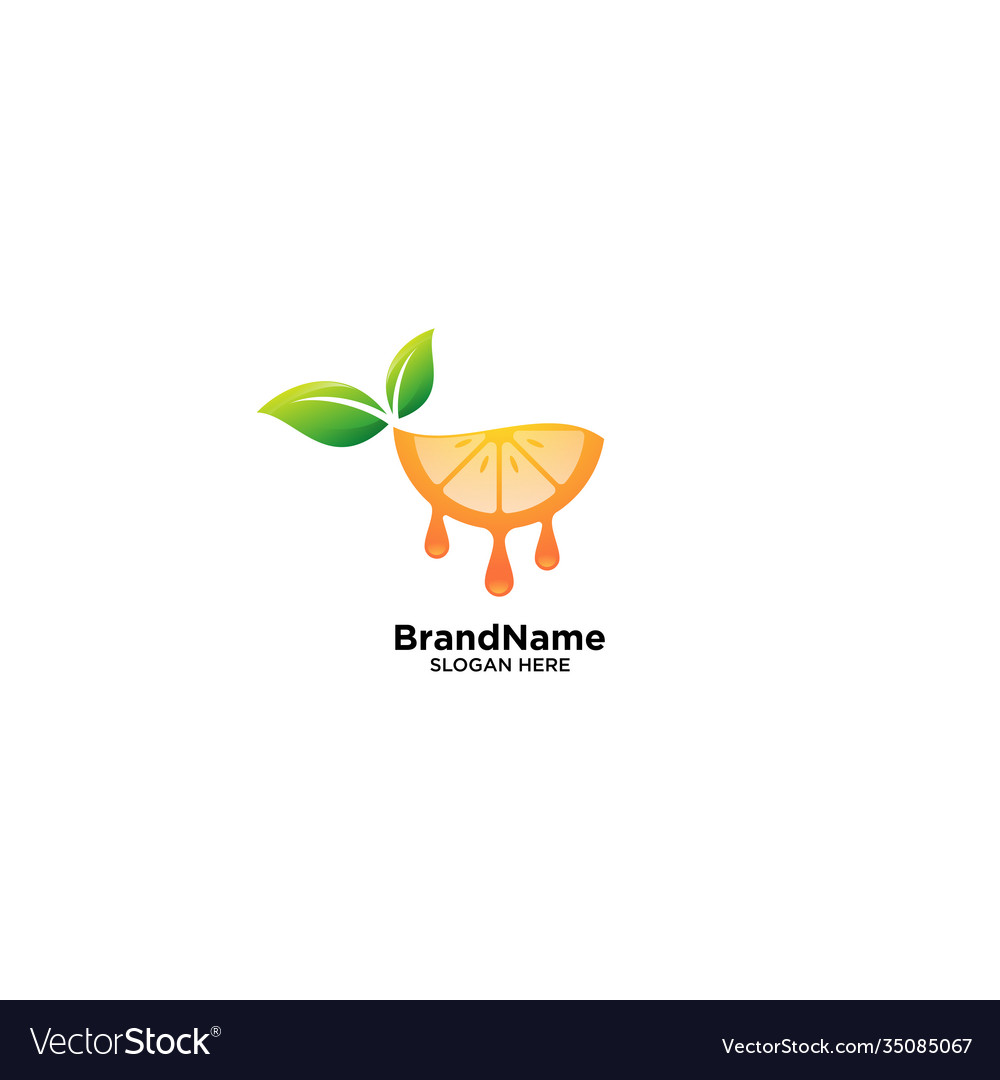 Orange fruit logo with leaf Royalty Free Vector Image