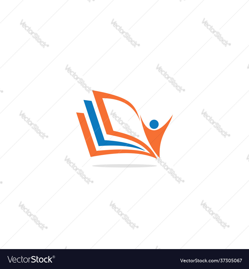 Paper book people student education logo Vector Image