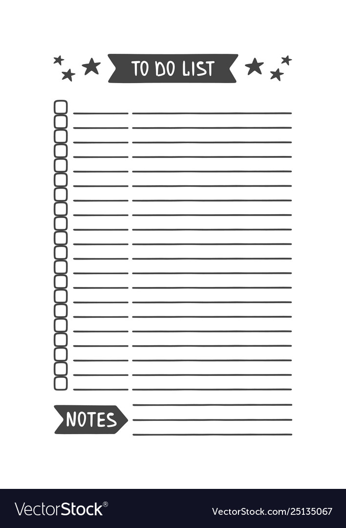 to do list template printable organizer royalty free vector