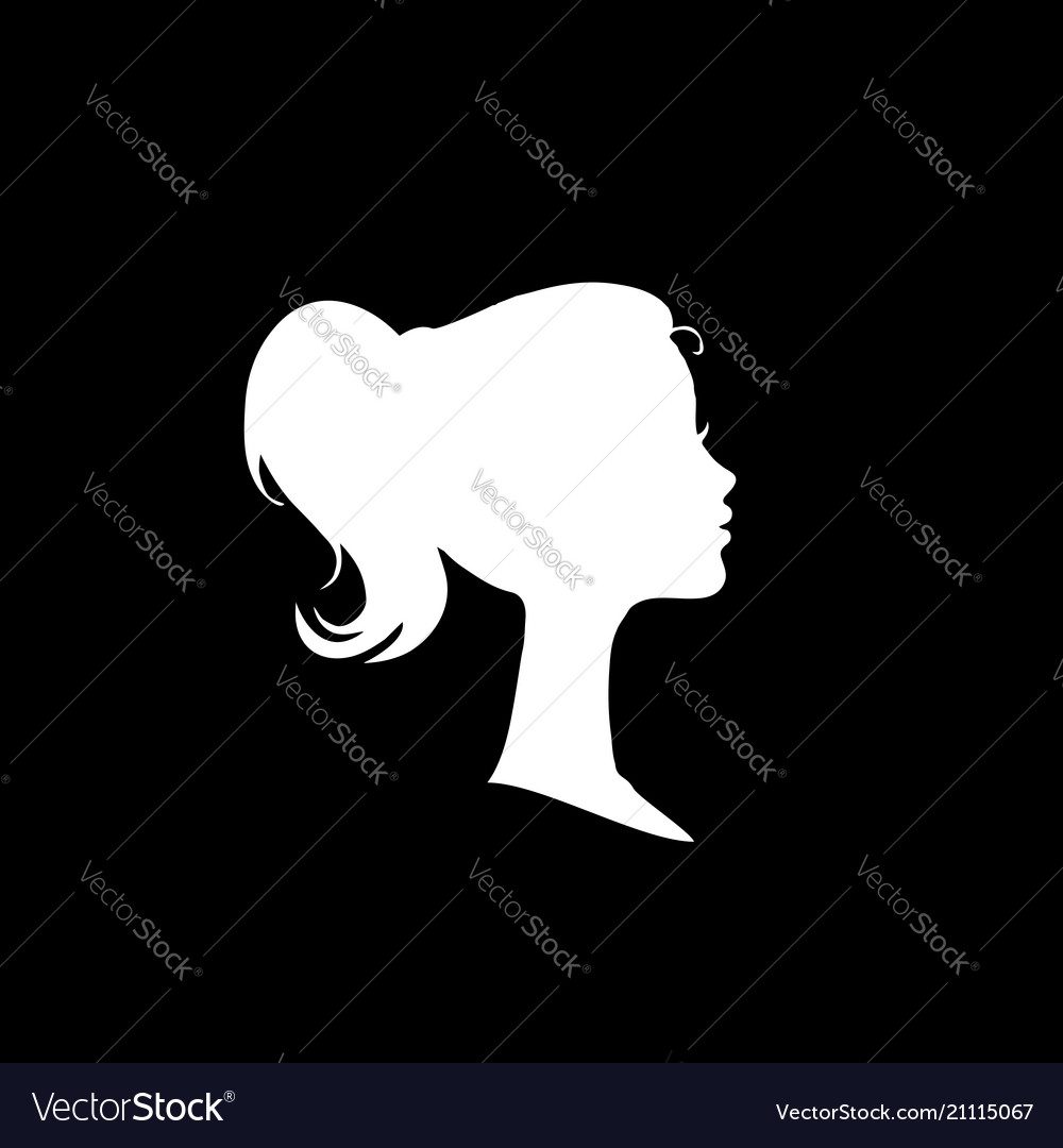 White profile silhouette of young girl or woman Vector Image