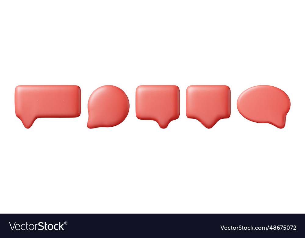 3d red blank speech bubble set