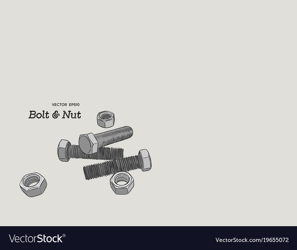 Bolt and nuts hand draw sketch