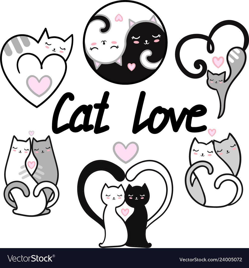 Cats set hand drawn Royalty Free Vector Image - VectorStock