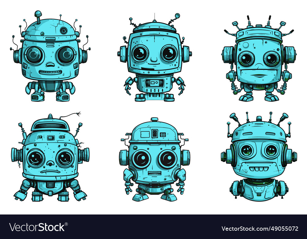 Chatbot mascot set chat bot service robot