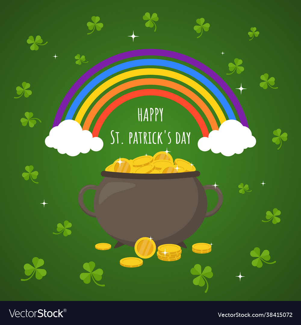 Happy st patricks day cartoon pot or cauldron