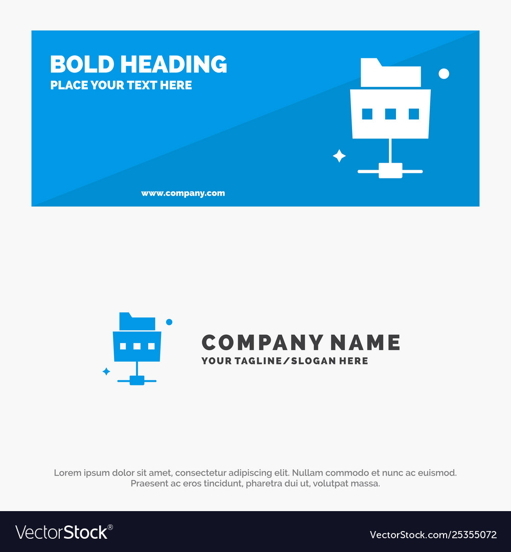 Network file folder solid icon website banner vector image Network file folder solid icon website banner