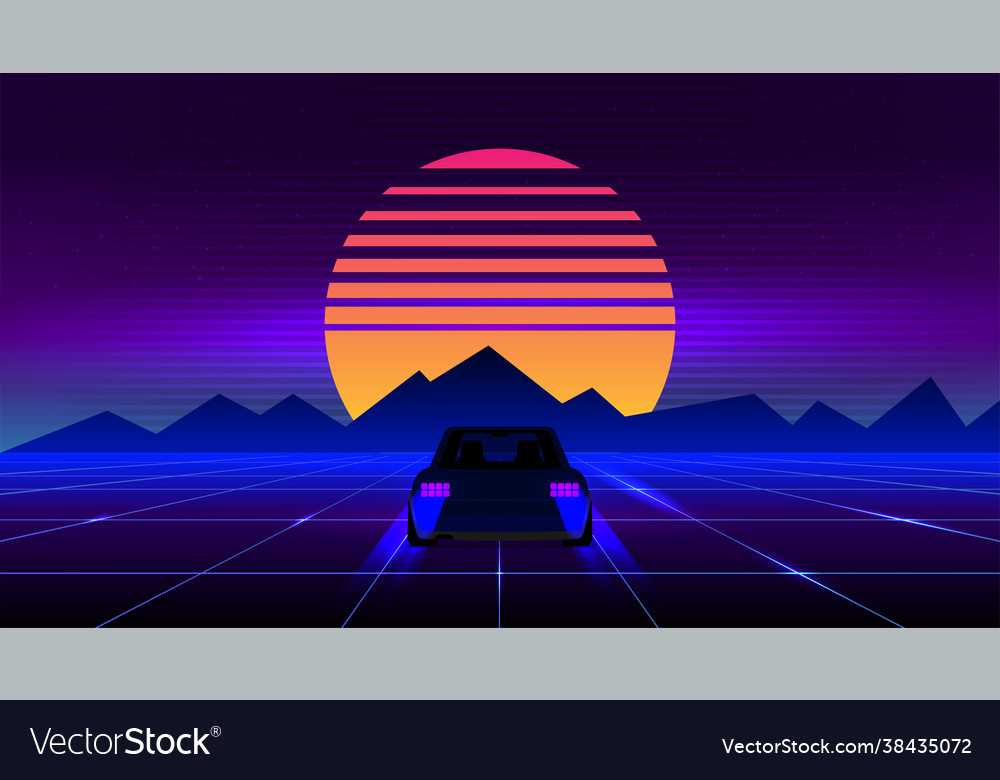 Retro future 80s style sci-fi background Vector Image