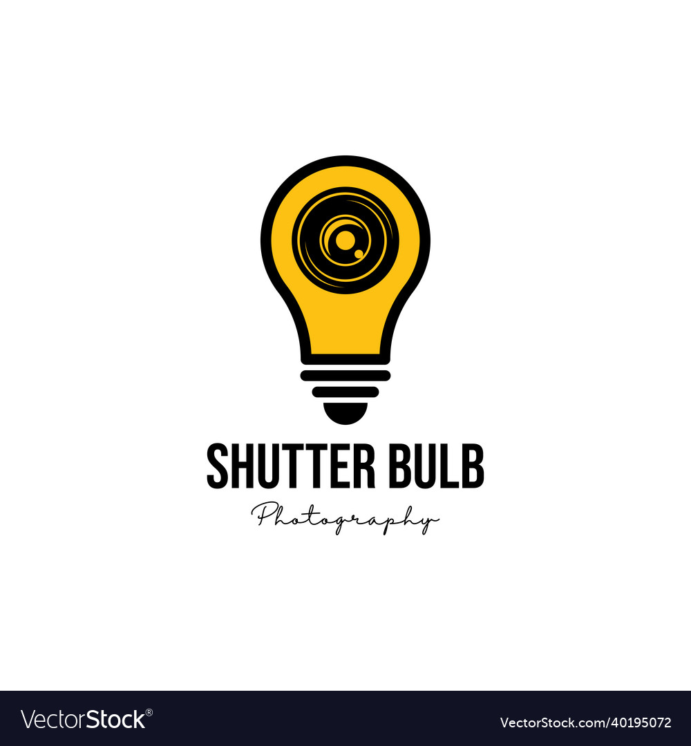 Shutter light bulb camera logo design icon