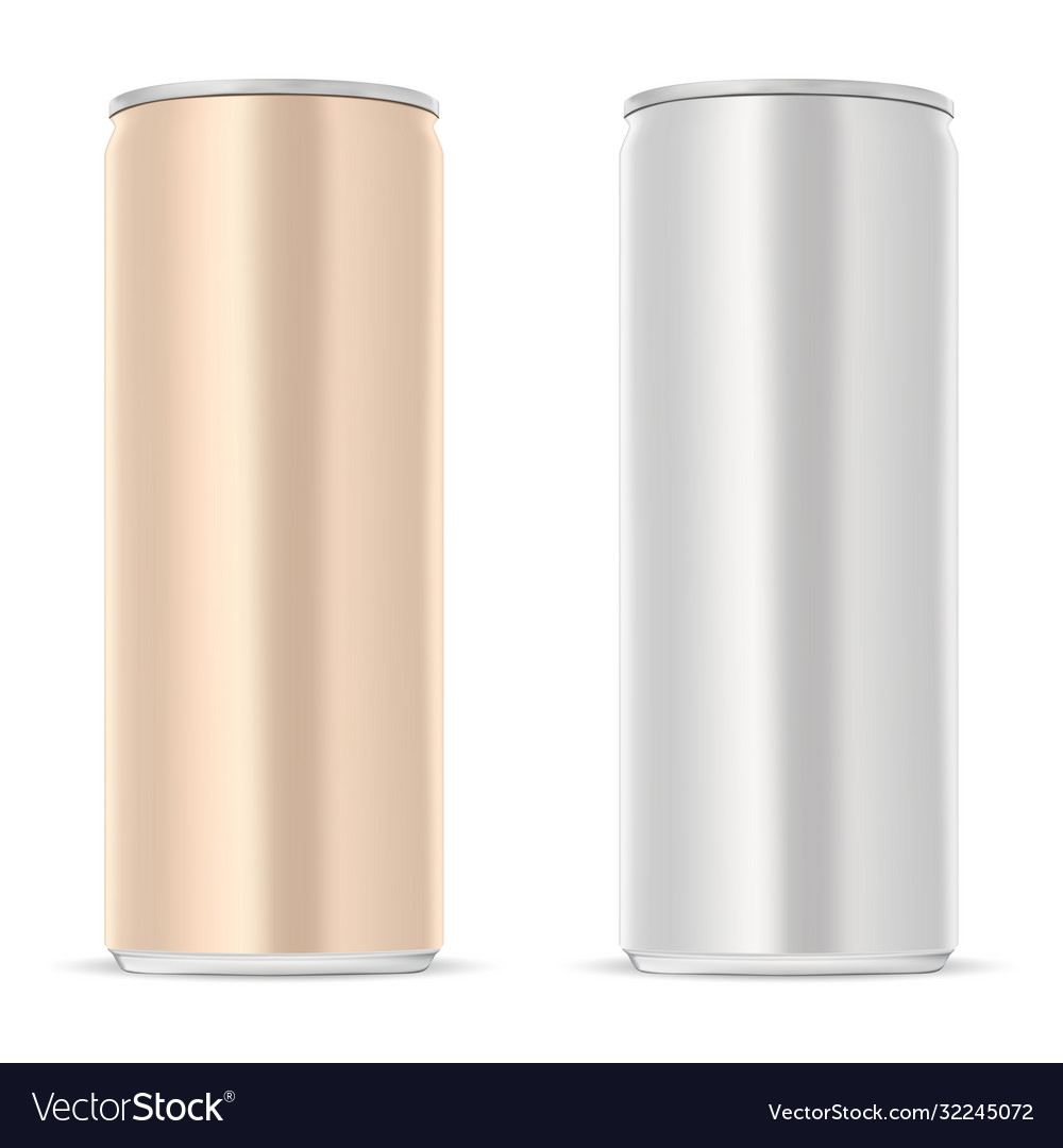 Slim aluminum can juice drink tin mockup isolated vector image Slim aluminum can juice drink tin mockup isolated
