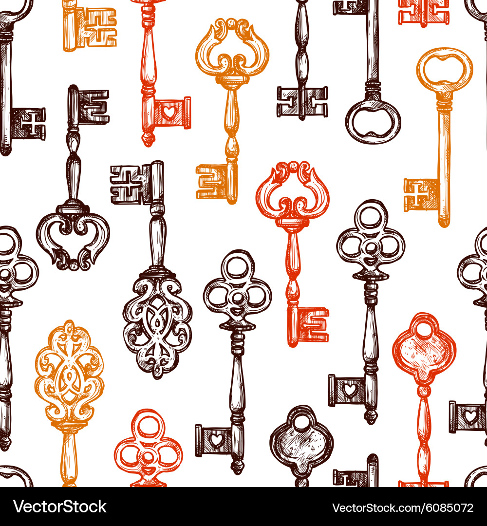 Vintage key seamless pattern Royalty Free Vector Image
