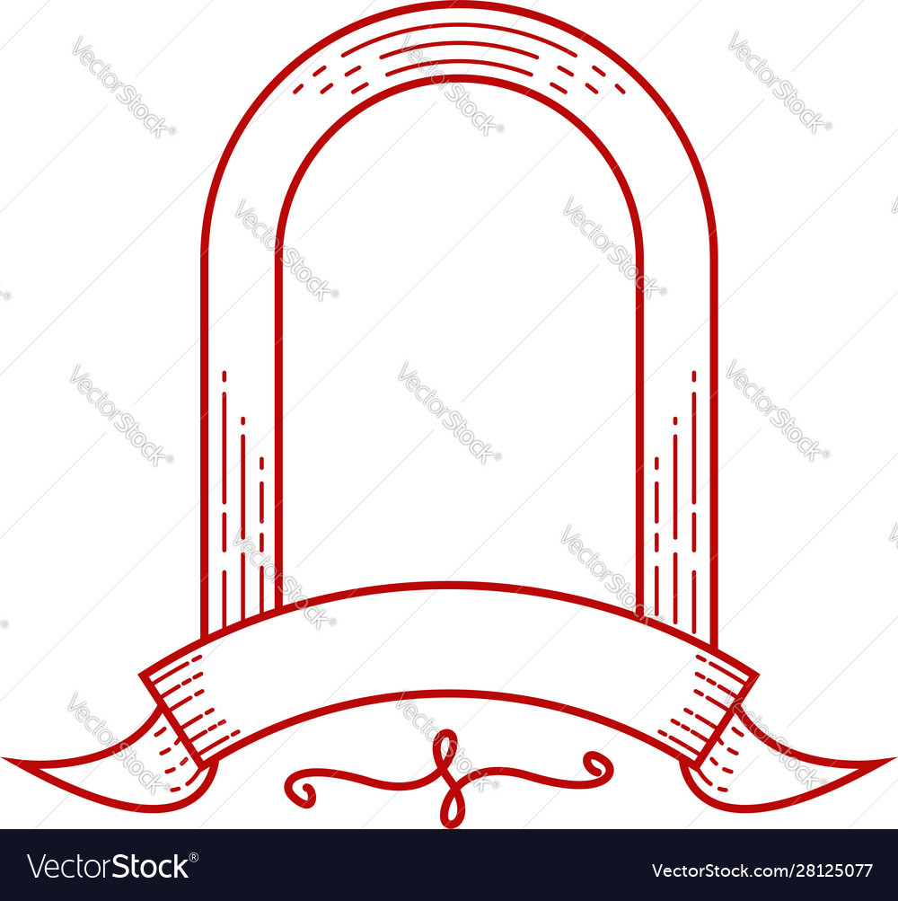 Banner Window Ribbon Emblem Frame Line Outline Vector Image