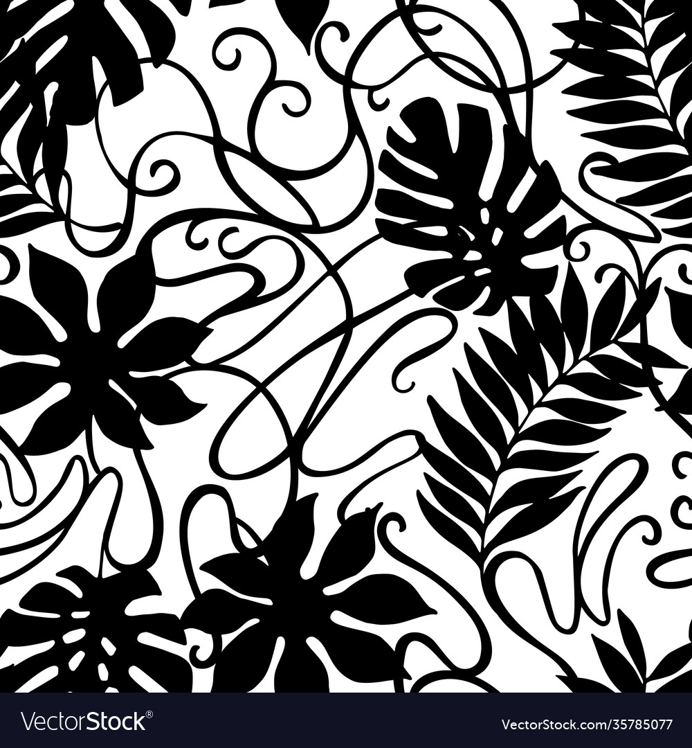 Schwarze und weiße tropische Blumen Vintage Ornament