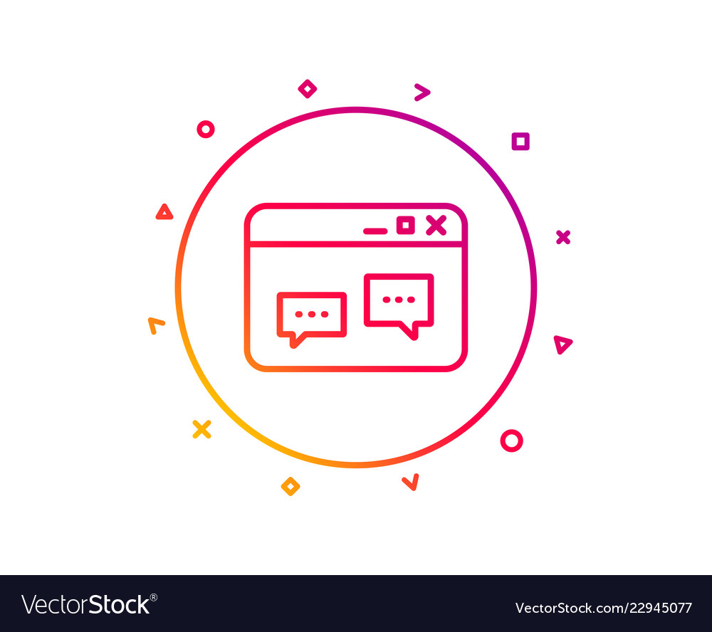 Browser window line icon chat speech bubbles vector image Browser window line icon chat speech bubbles