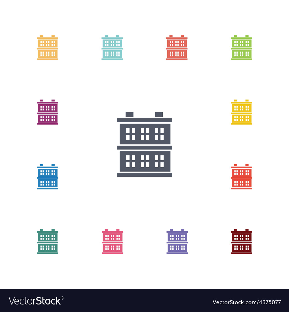 Building Icon Set - Flat Style