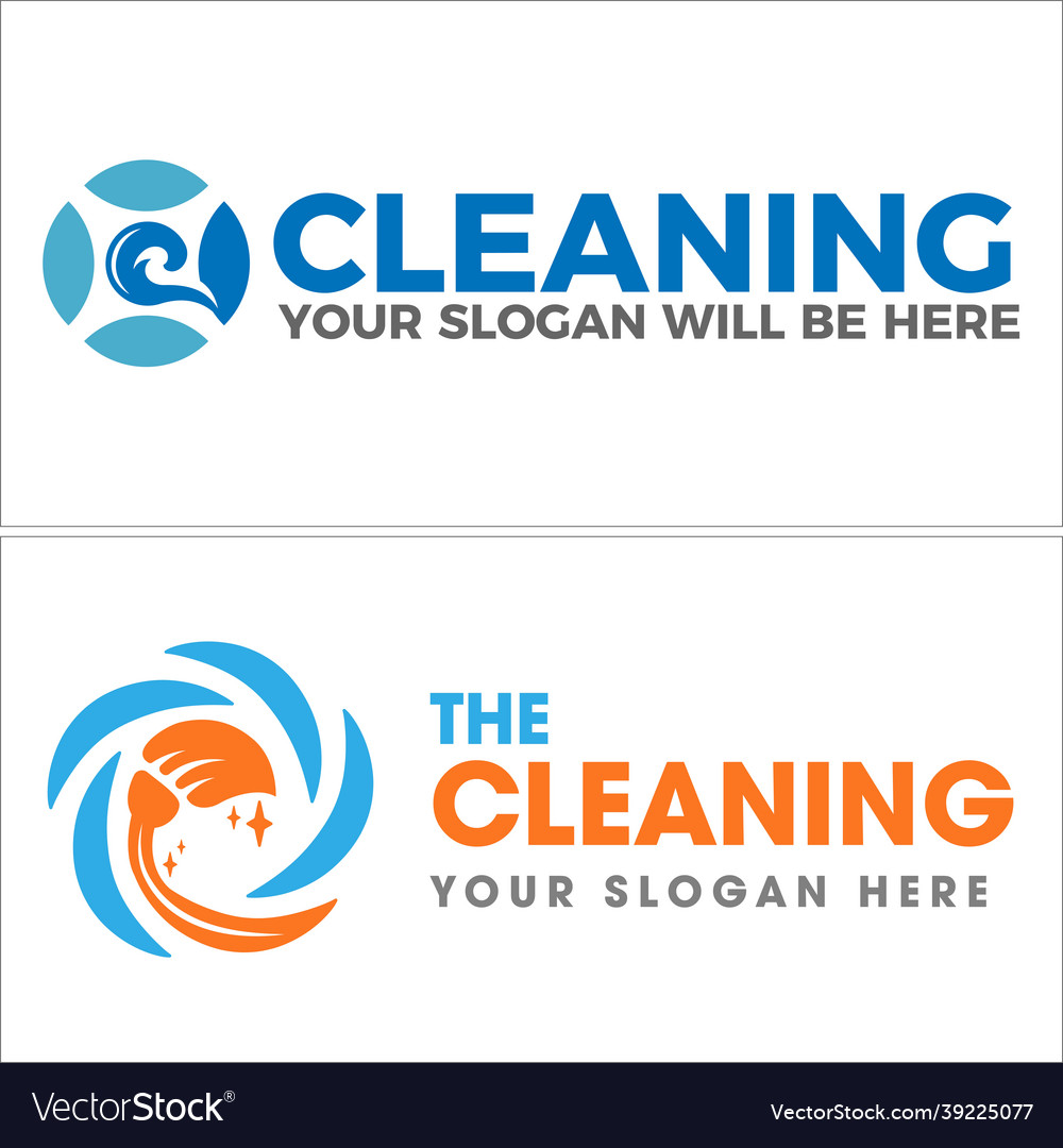 Cleaning service splash water broom logo design Vector Image