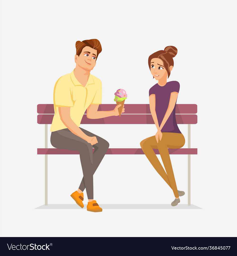 Couple are sitting on a bench