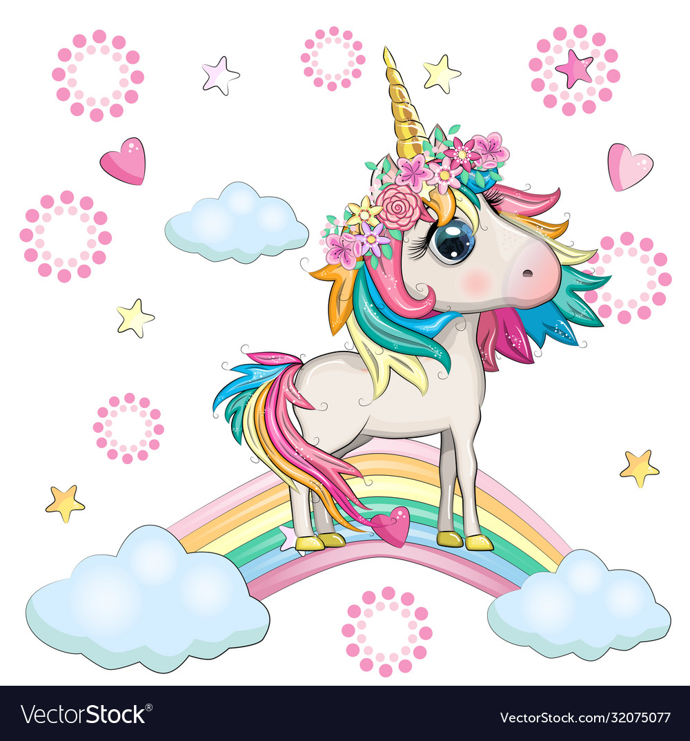 Cute magical unicorn and rainbow Royalty Free Vector Image