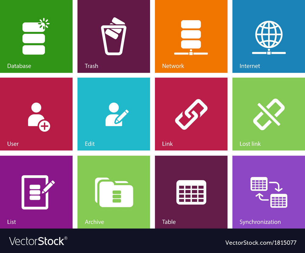 Database Icon Set - Colorful