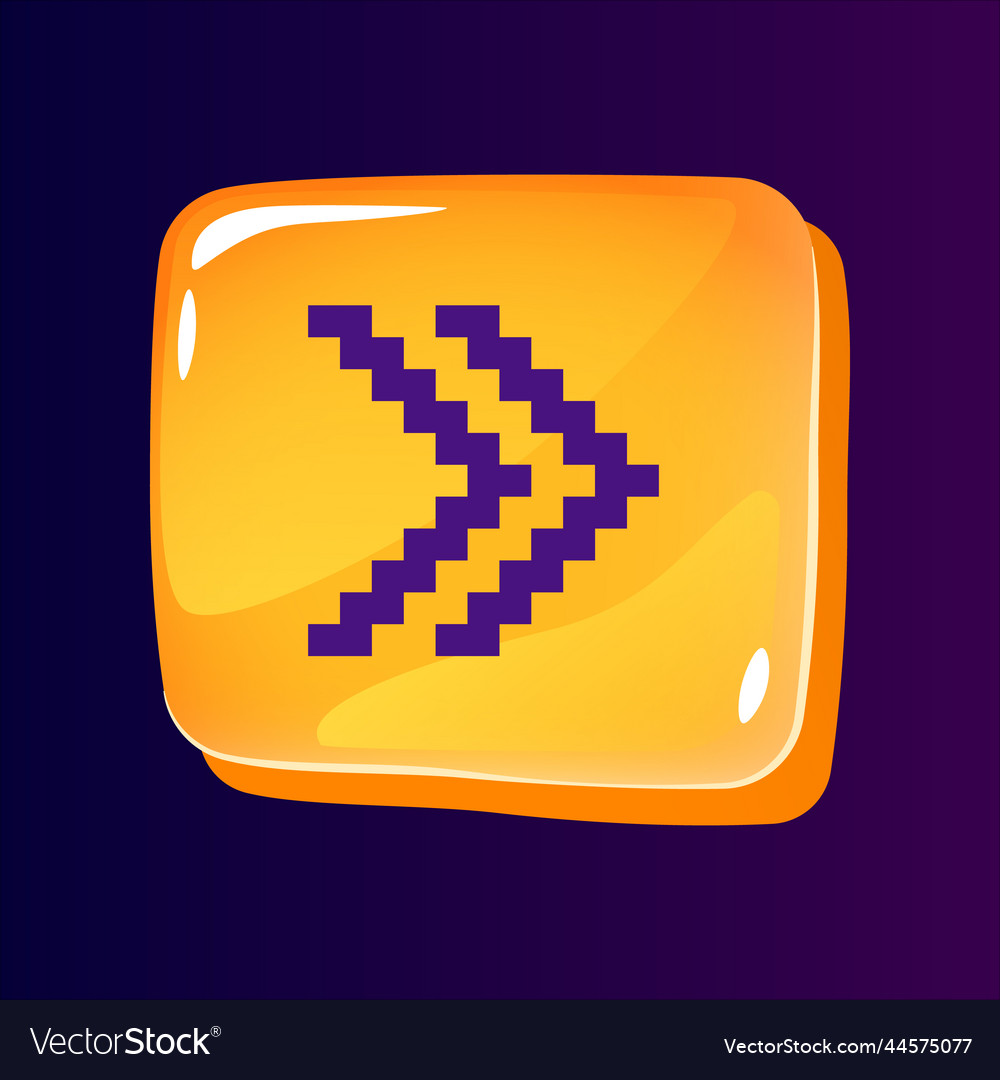 Double right side arrow glossy ui button vector image Double right side arrow glossy ui button