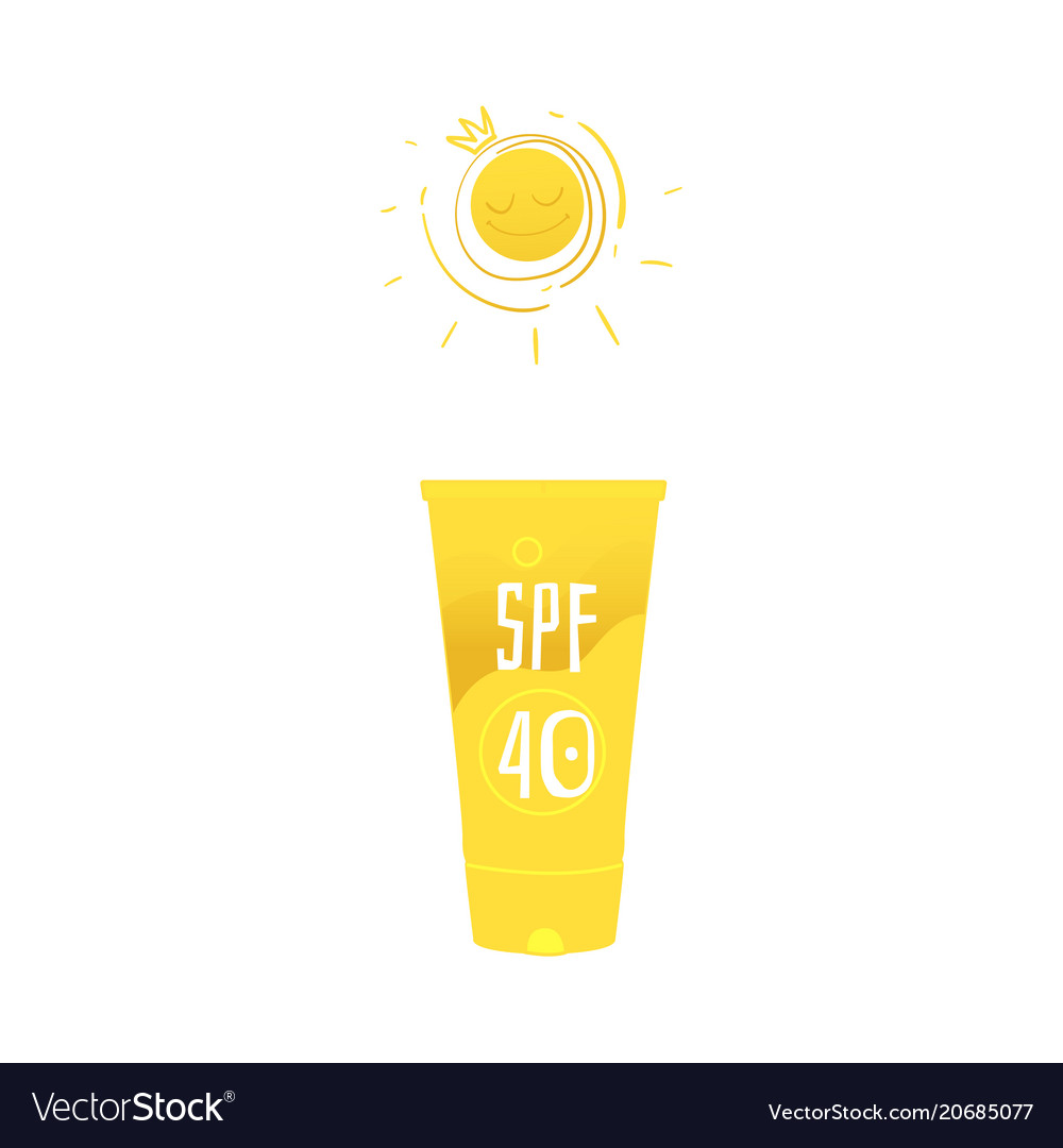 Flat beach suntan uv cream yellow bottle Vector Image